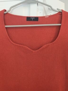 Tahari Coral-Red V-Neck